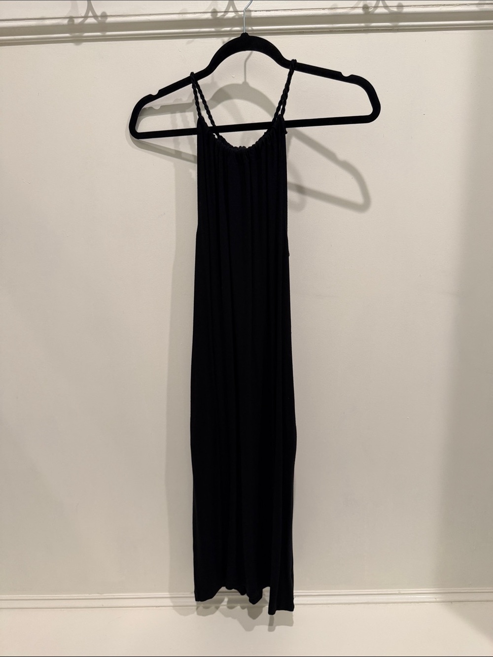 Time and Tru Black Braided-Strap Midi Dress